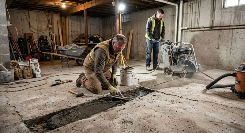 Cracked Basement Floor Repair in Essex County, NJ